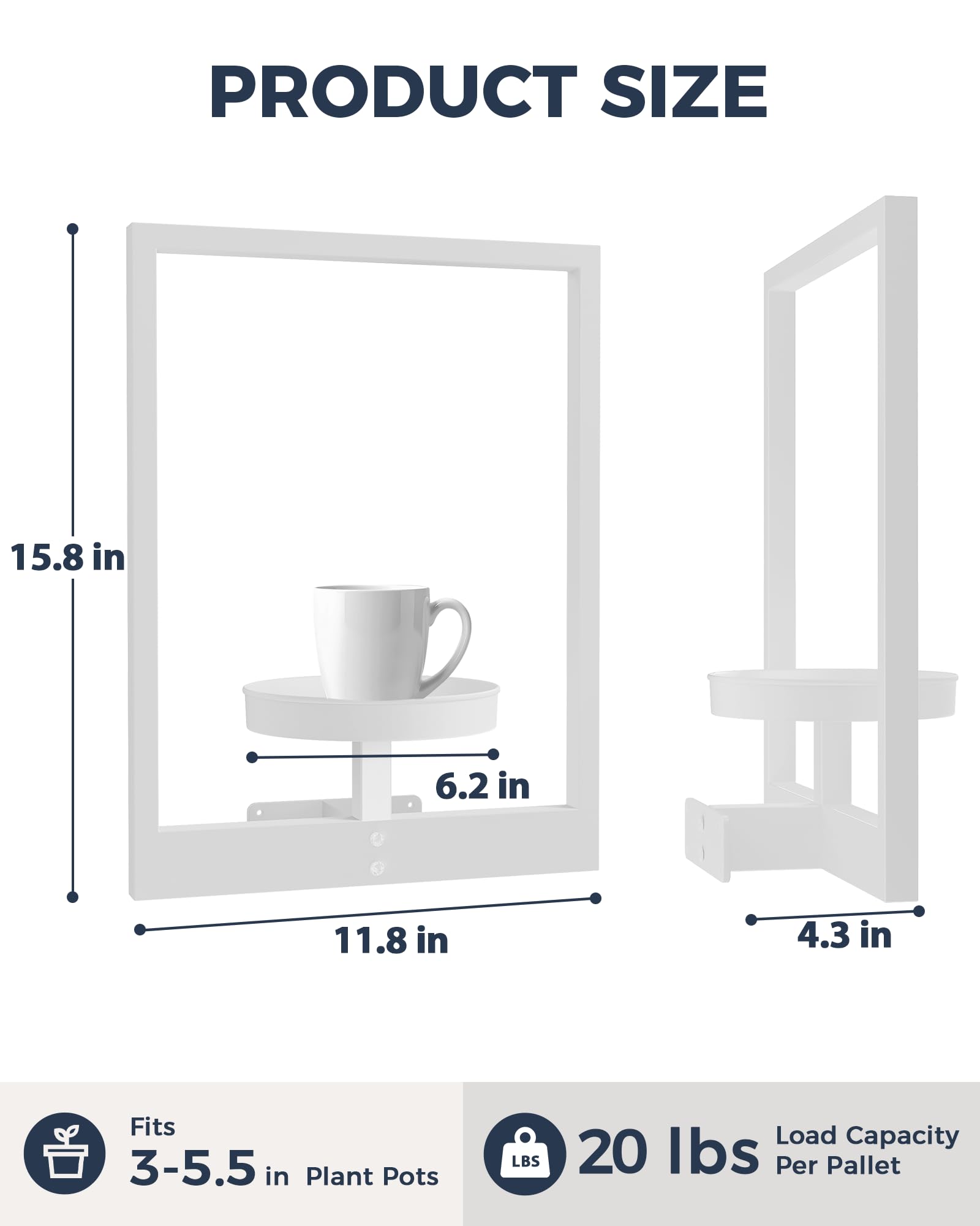 Bamworld Wand-Pflanzenaufhänger, Innenwand-Pflanzgefäße für Zimmerpflanzen, Fenster, Pflanzenregale, Wandpflanzenhalter, Pflanzenständer, Innenwanddekoration, Pflanzendekoration, Raumdekoration, Weiß
