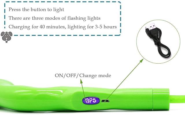 Foto 5 de 6 de BPS Correas Luminosos para Perros Mascotas Canes para Perro Mediano y Grande (Correa: Azul