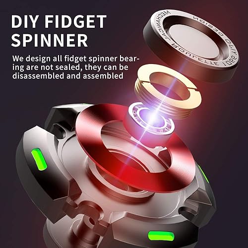 Miniatura 9 de INNÔPLUS Fidget Spinner, juguetes Fidget para adultos y niños, Fidget Spinners y Fidget Slider 2 en 1, juguetes para TDAH para aliviar el estrés,