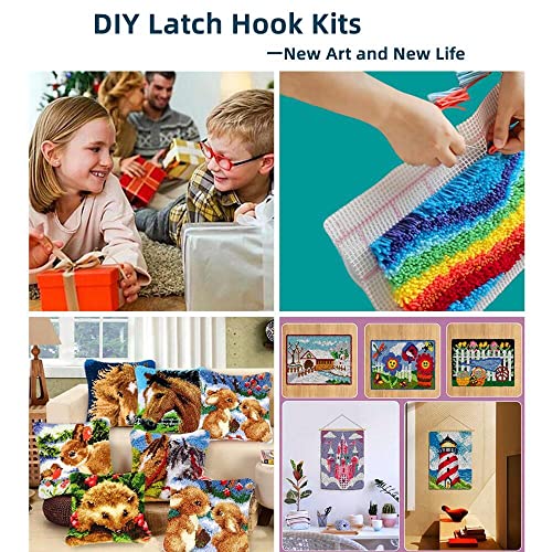 Image of Latch Hook Kits Pillow Dinosaur Crochet Yarn Rug Pre-Printed Cushion DIY Needlework Pillowcase Hook and Latch Kit Christmas Home Sofa Decoration 43x43cm