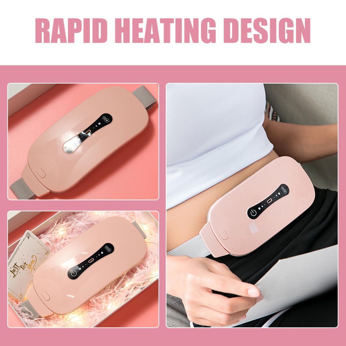 Menstrual Heating Pad Fast Heating and Massage Function Portable Elastic Waist Belt for Cramps and Lower for Women and Girls