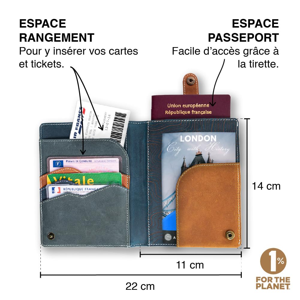 Alaskan MAKER - Passport Schutz aus Vollnarbenleder – Aufbewahrung von Reisepass, Karten & Dokumenten – RFID-Schutz – praktischer Pull-Out-Reißverschluss – Topographische Verarbeitung – kompakt und