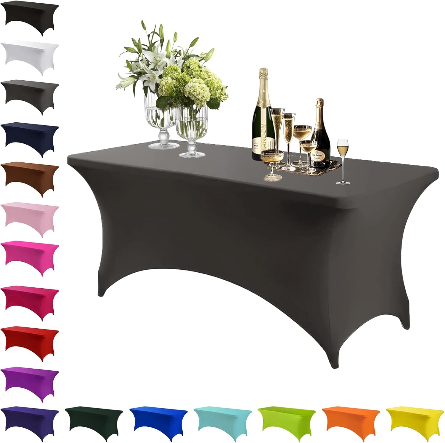 Mienocol Grey Spandex Tablecloths,4FT Stretchable Rectangle Table Cover ...