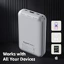 Amazon Basics 20,000mAh 35W Fast Charging Power Bank | Nano Size | Triple Output | Two Way Fast Charge | Charge Three Devices Simultaneously | - Silver gallery image
