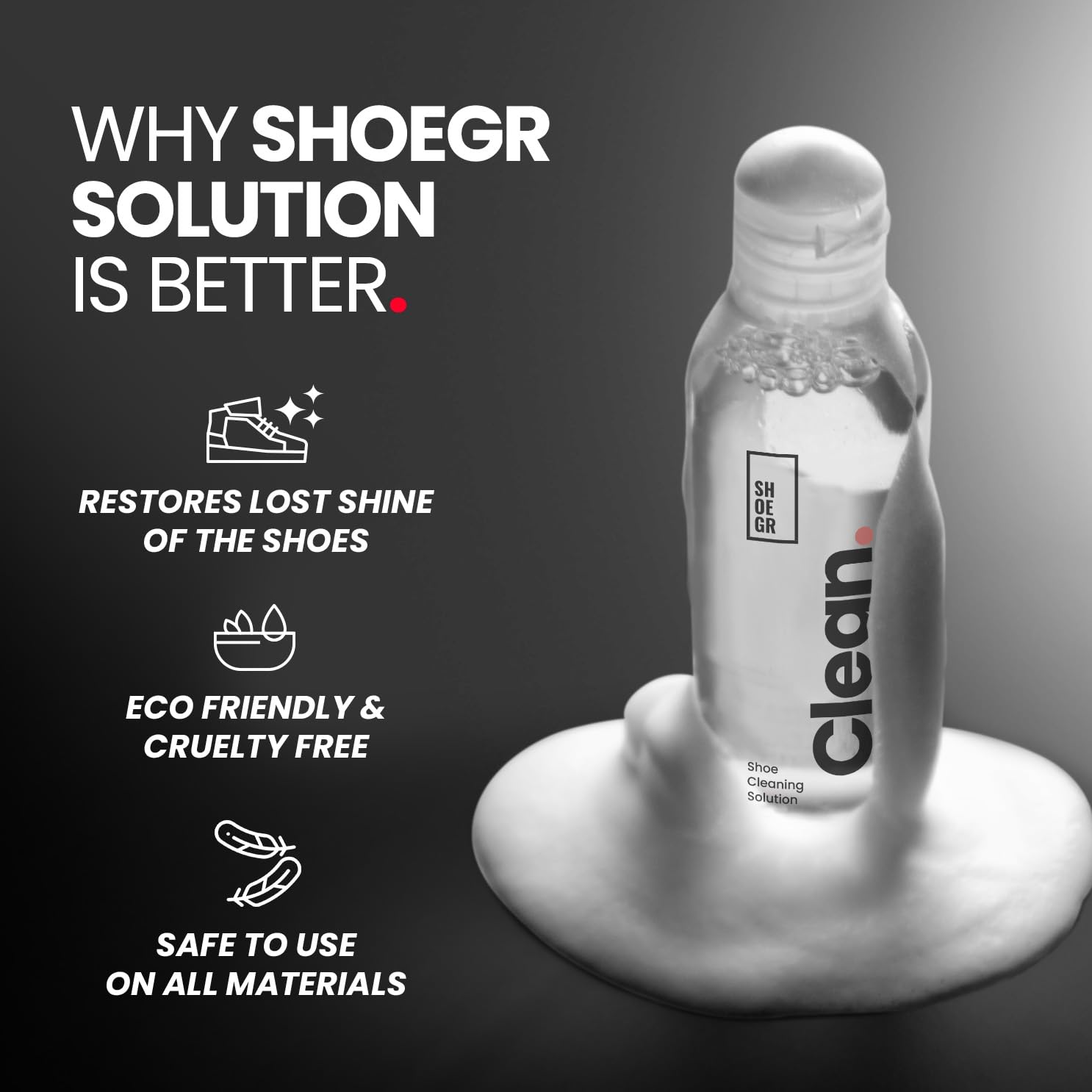 SHOEGR Standard Shoe Cleaning Kit with Microfiber Towel | White Shoes Cleaner | Sneaker Cleaning Solution with All-Purpose Shoe Brush | Sports & Daily Footwear Cleaner 3