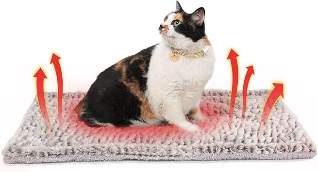 MORA PETS Self Warming & Self Heating Heated Cat Bed, Washable Warming Pet Pad, Electric-Free Heat Mat for Indoor/Outdoor Cats, Puppy Cushion Small Thermal Reversible 70 x 47 cm