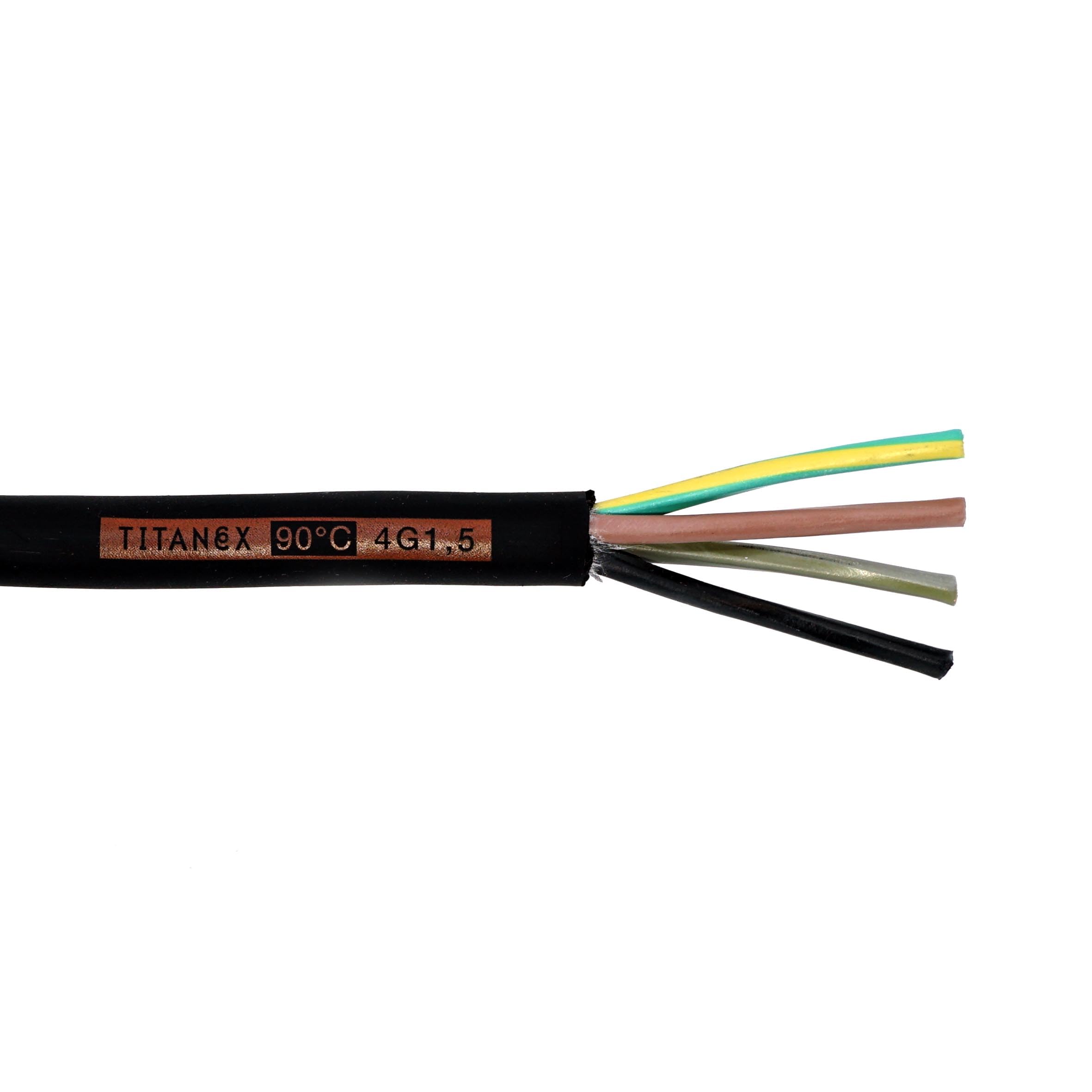 Kalitec Gummikabel H07RN-F 5x1,5 Mm² – 5 Meter, Schwarz, öl- & UV-beständig, Für Baustelle, Außenbereich & Industrie (5-adrig, Flexibel, Bis -25°C)