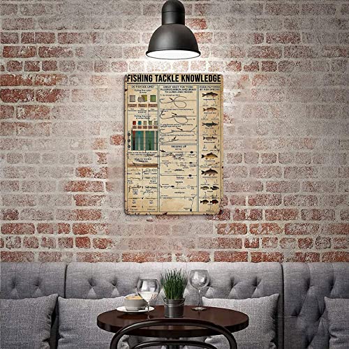 Retro Metal Sign Vintage Tin Sign Fishing Tackle Knowledge Sign For Plaque Poster Cafe Wall Art Sign Gift 12 X 16 Inch #TOP5