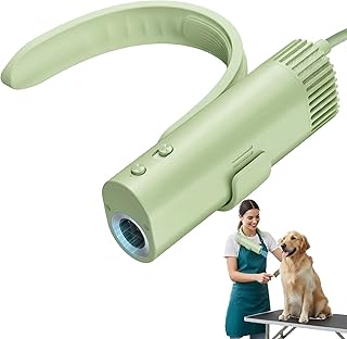 Athem Hundefön Ultraleiser 40dB, Freihändig um den Hals hängend, 200 Millionen Negative Ionen, 150m/s Schnelltrocknend, Blower Hund 8 Einstellbare Einstellungen für Geschwindigkeit & Temperatur