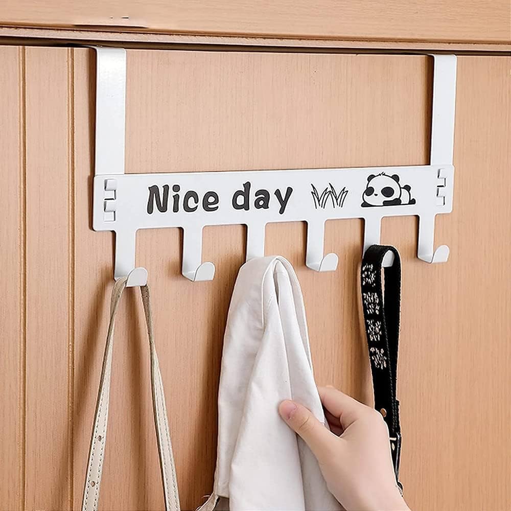 Heavy Metal Over Door Hanger for Clothes, Towel & Bags | Drill Free | Hanging Hooks for Bathroom, Bedroom, Kitchen| Removable (White- White, 2, Count)-picture-14