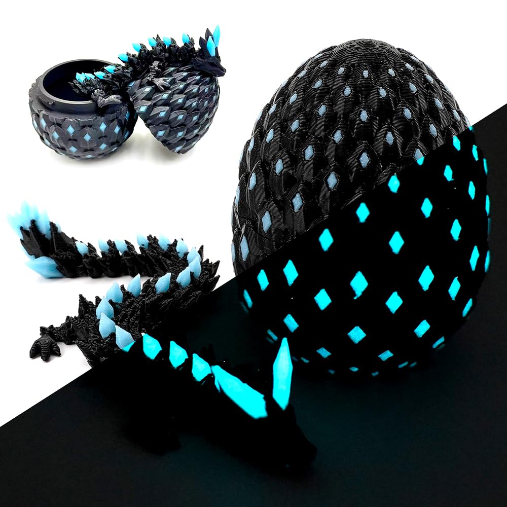 Uovo Di Drago Luminoso Stampato in 3D, Uovo Di Drago Articolato e Giunti Flessibili, Draghi di Articolato con Ovoide, Gioco da Scrivania per La Casa, Adulti, Ufficio, Geschenke