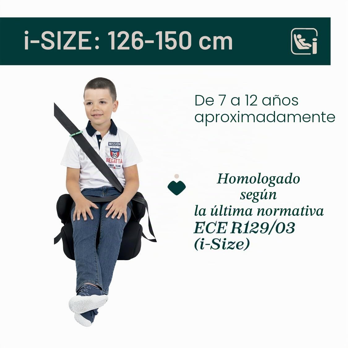 Chicco Quasar i-Size, Silla de Coche para Niños 7-12 Años (126-150 cm), Peso 23-36 kg, Grupo 3, Instalación Fácil con Cinturón de 3 Puntos, con Reposabrazos Acolchados y Asiento Cómodo, Negro