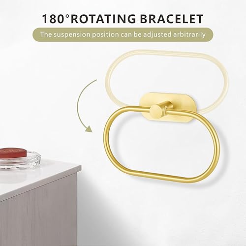 Miniatura 4 de Toallero  anillo de toalla de baño, anillo autoadhesivo para toalla de mano para baño, soporte de toalla de mano adhesivo de acero inoxidable, sin