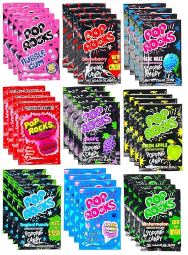 Pop Rocks Candy Variety Pack Popping Candy - Pop Rocks Bulk Candy, Nine Different Flavors Bulk Popping Candy (36 Count)