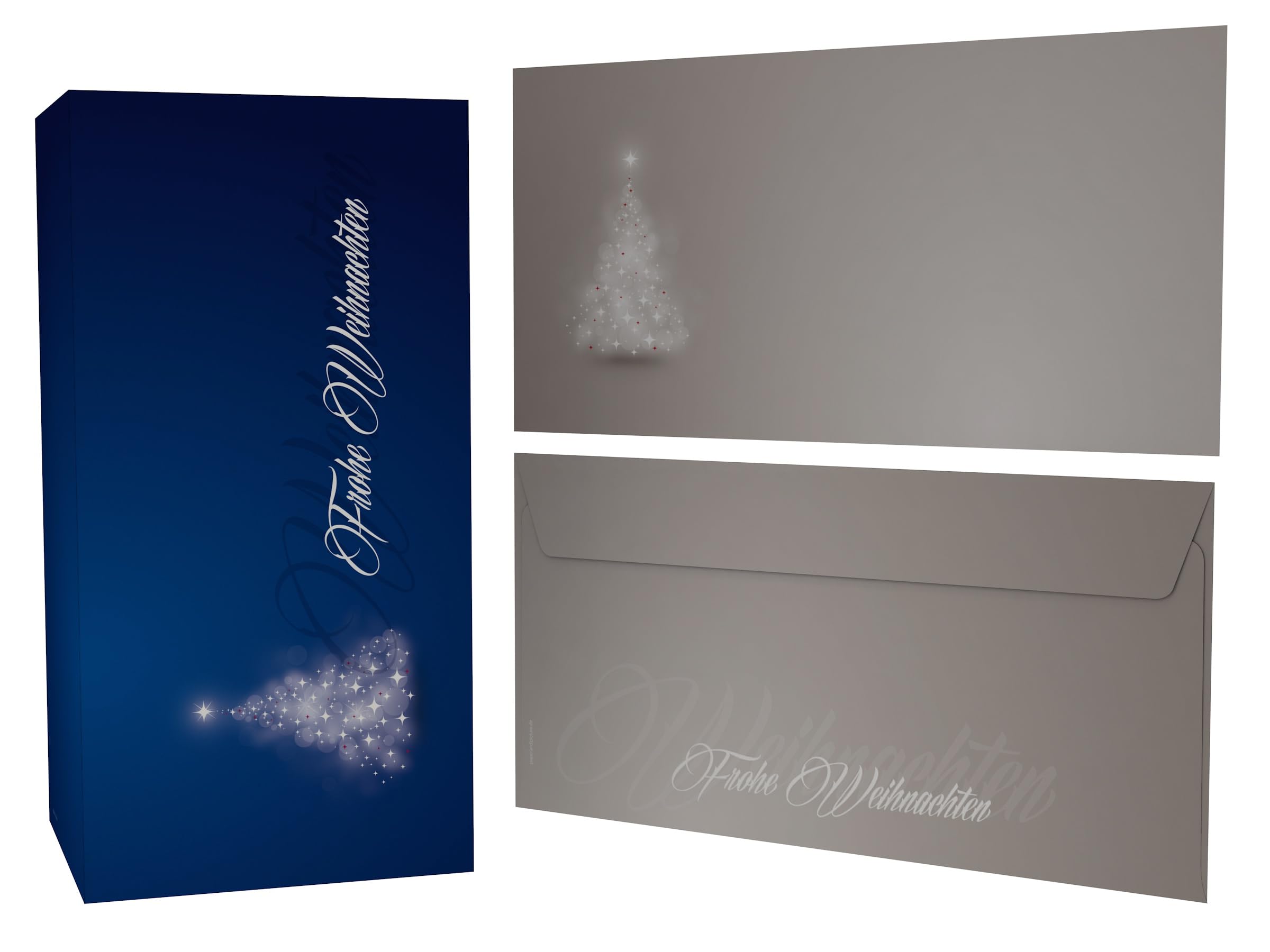 'Tarjetas de Navidad con sobres, Set de 100 Diseño "verträ umter Árbol de luz azul, – Tarjetas Incluso imprimibles