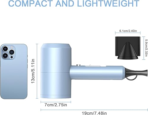 Miniatura 6 de Slopehill Secador de pelo iónico profesional, potente secadora de bajo ruido de secado rápido de 1800 W con 2 boquillas concentradoras, 1 accesorio
