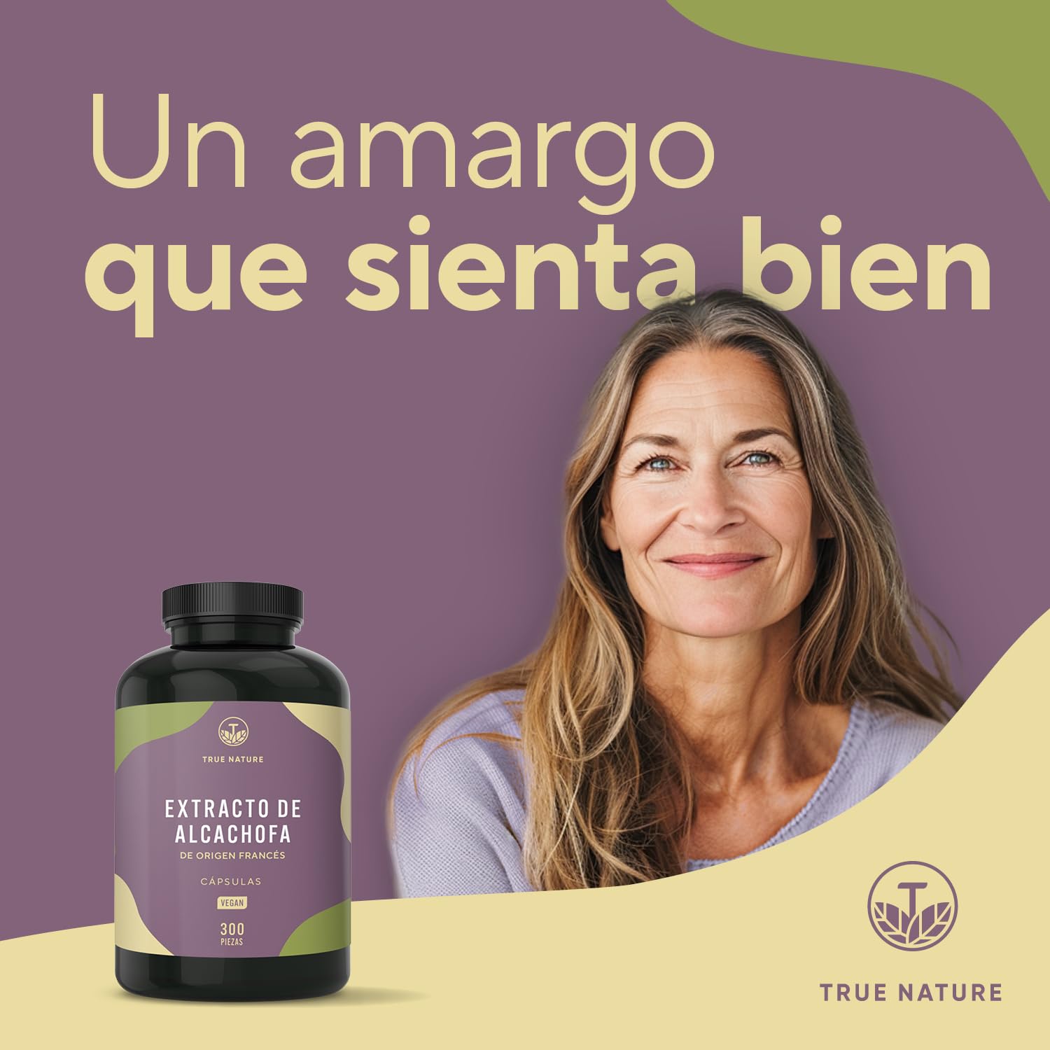Extracto de Alcachofa - 2400mg al día - 300 Capsulas - 12:1 extracto (60mg Cynarin) - Autentico Extracto de Alcachofa Francesa - Vegano y Probado en Laboratorio - TRUE NATURE®