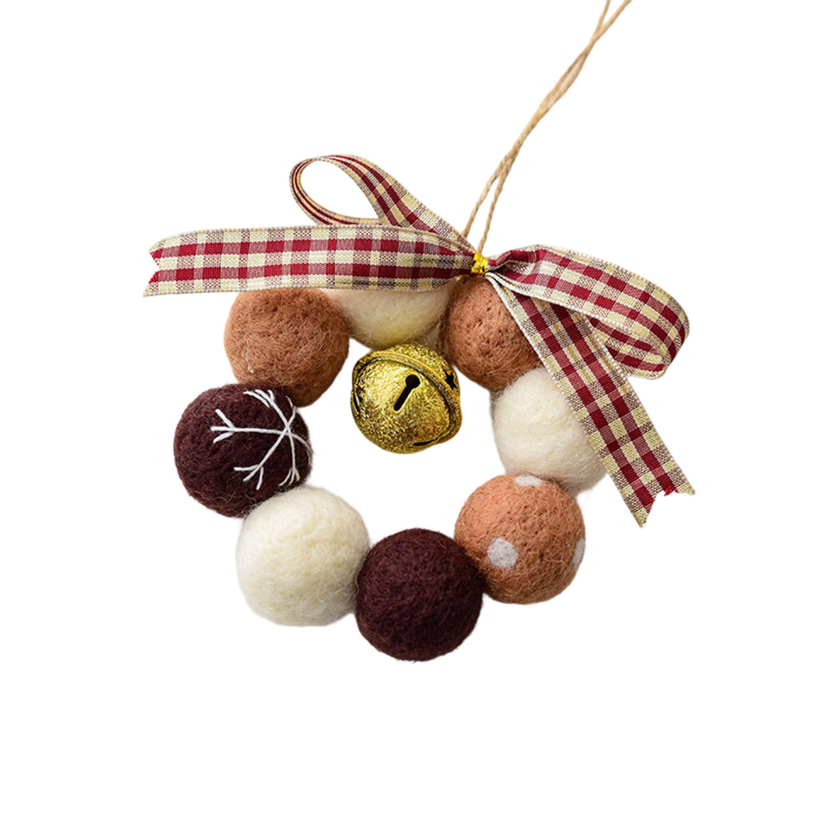 Artisanal Miniature Holiday Ornament Feature Textured Felt and Chiming Bells Ideal for Christmas Home Decoration Miniature Christmas Hanging Decors