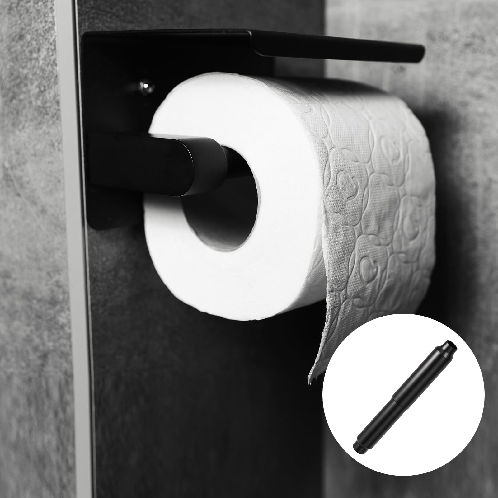 Toilet Paper Roll Holder Replacement Stainless Steel Toilet Paper Holder Spring Rod Spring Loaded Black — Amazon image 6