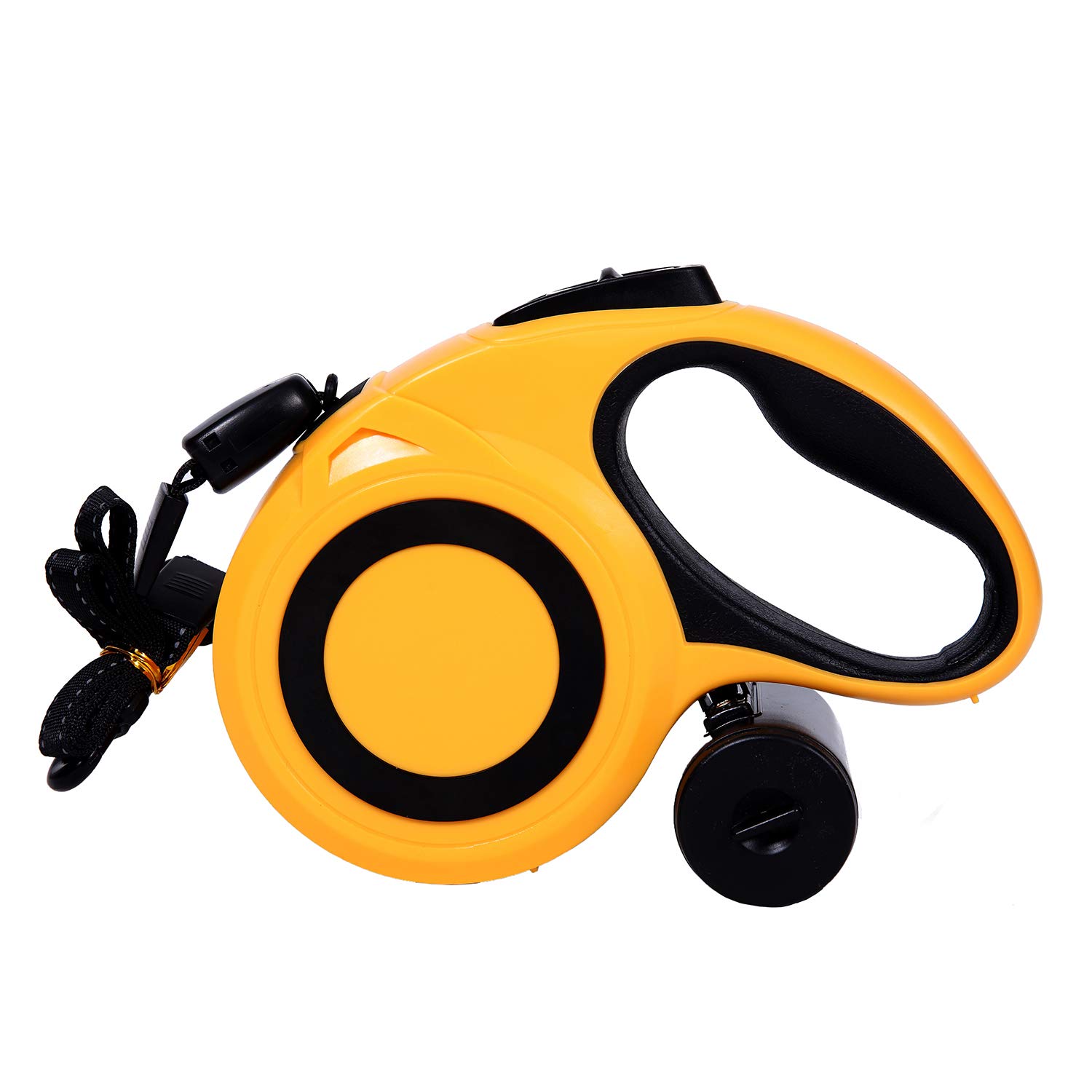 26 ft Heavy Duty Retractable Dog Leash, 360° Tangle Free Pet Walking Leash for Dogs with Anti-Slip Handle/Dispenser/Waste Bags, One-Hand Brake/Pause/Lock for Small/Medium/Large Dog or Cat(8M, Yellow)