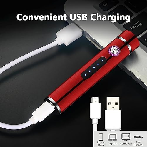 Miniatura 3 de Encendedor eléctrico de plasma de doble arco recargable por USB, encendedor fresco, a prueba de viento, mini cilindro con pantalla de alimentación