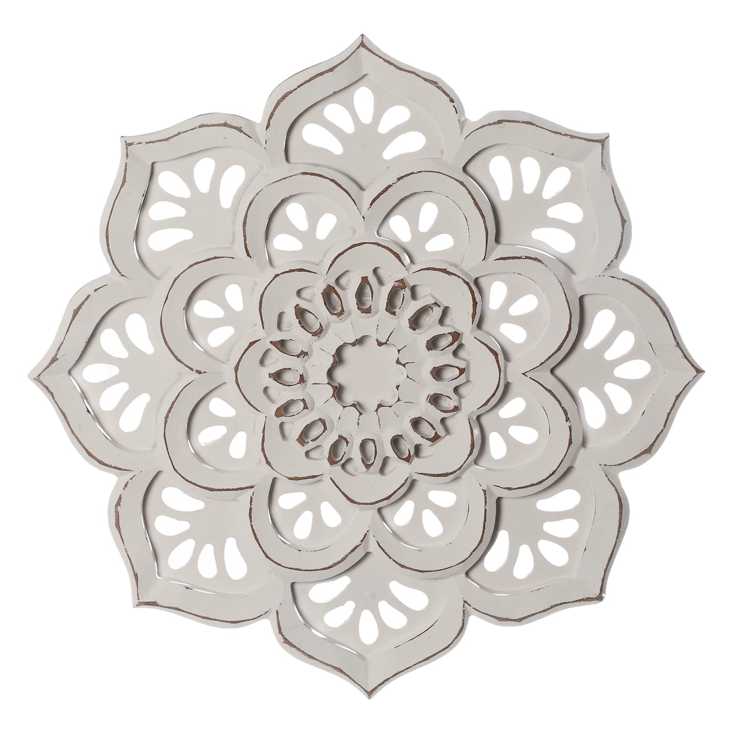 Marrakech Boho - Decoración de pared de madera, 40 cm, color blanco