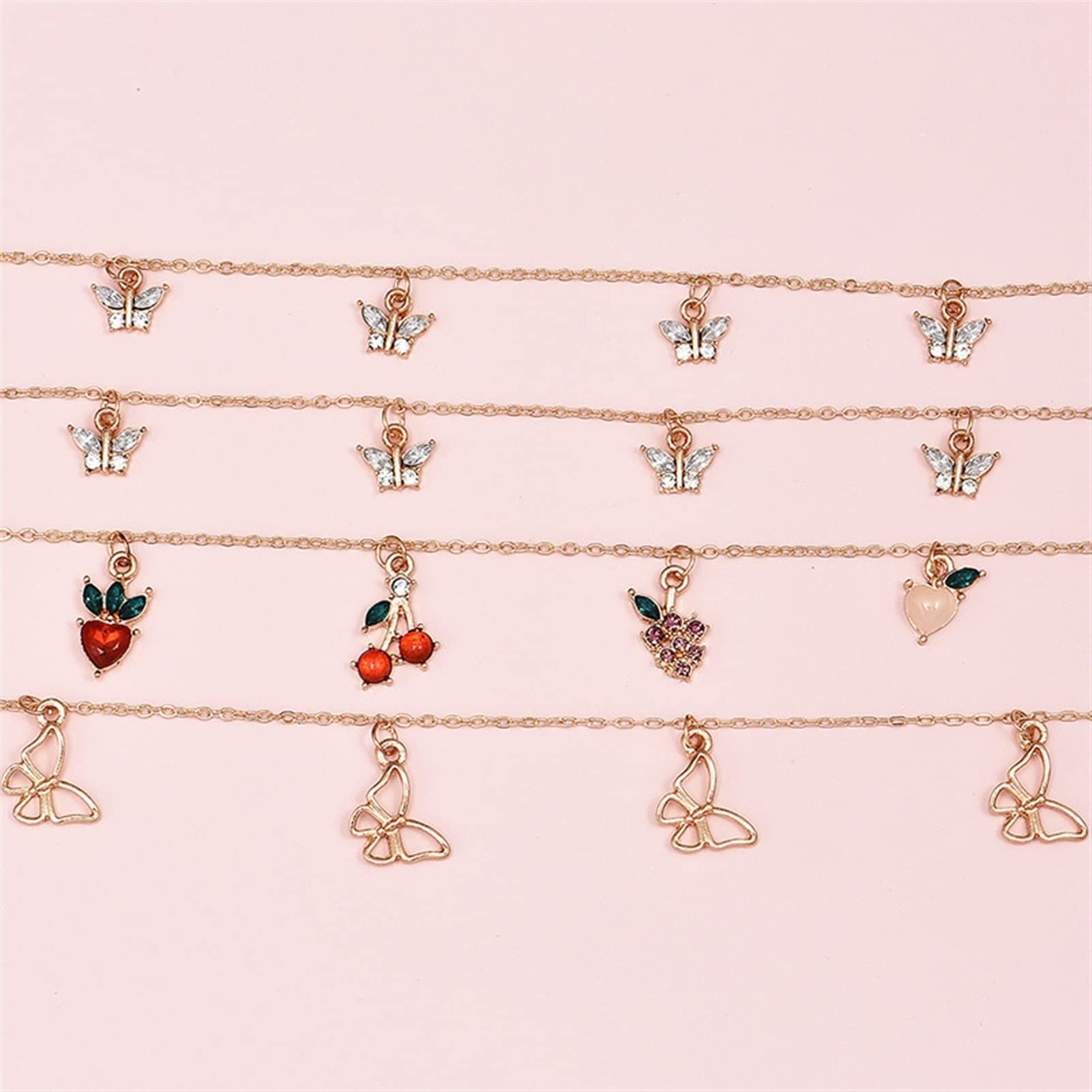 Cavigliere/Cavigliere Cavigliere a Catena d'oro alla Moda Brillanti cavigliere Colorate per Donna Ragazza Gioielli per Piedi da Spiaggia Estivi Femminili （4 Pezzi/Set） Cavigliere