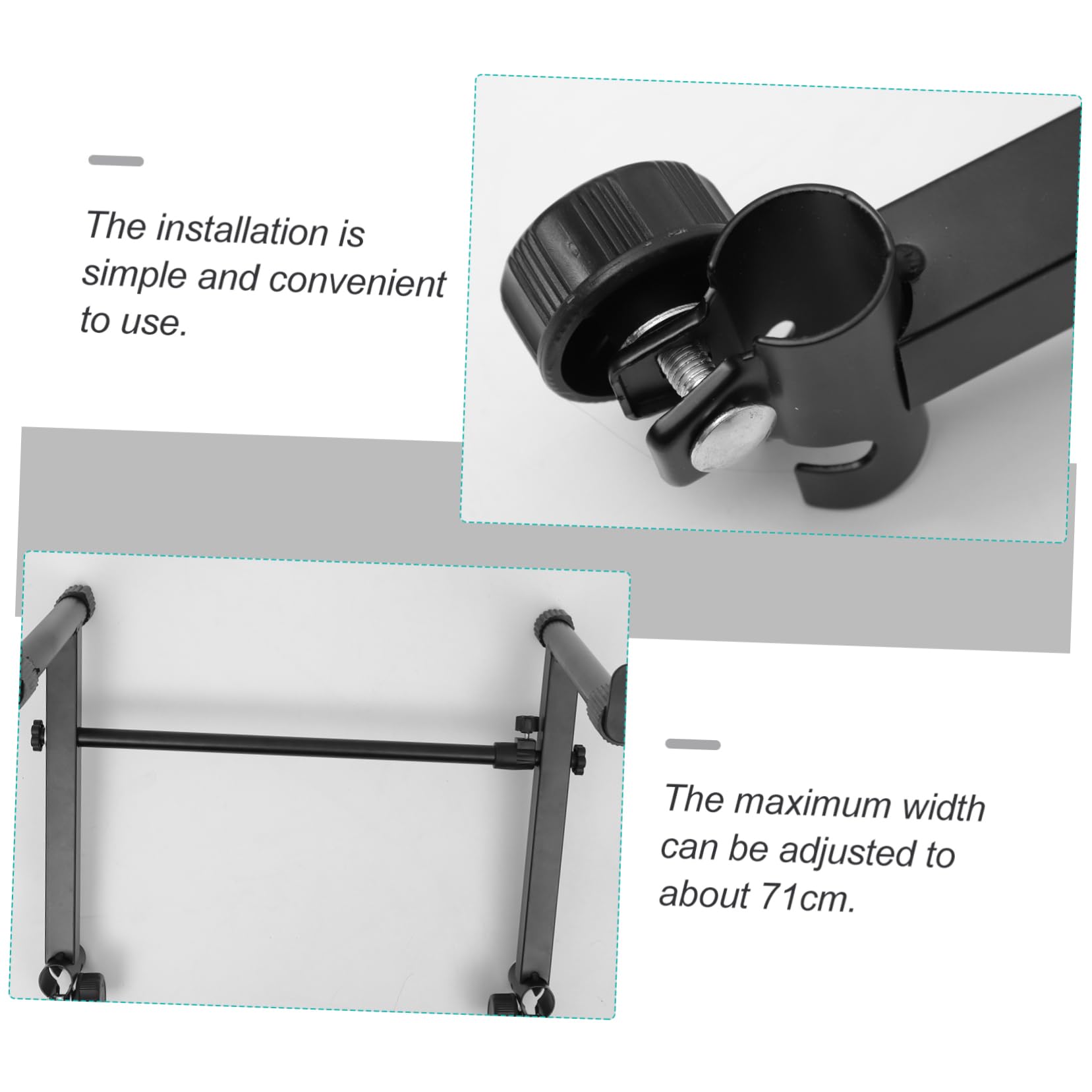 WHAMVOX Stand Keyboard Two-tier Keyboard Stand for Pianos Black Rubber Tube Ends 71cm Width Easy to Assemble Random Style