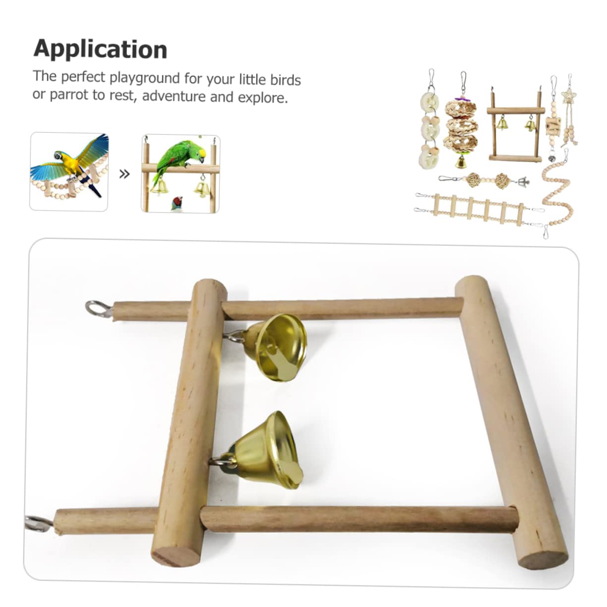 DOITOOL 2juegos Escalera De Madera para Pájaros Juguete Masticable para Periquitos y Cacatúas para Ejercicio y Descanso Jaulas Materiales De Fácil De Colgar