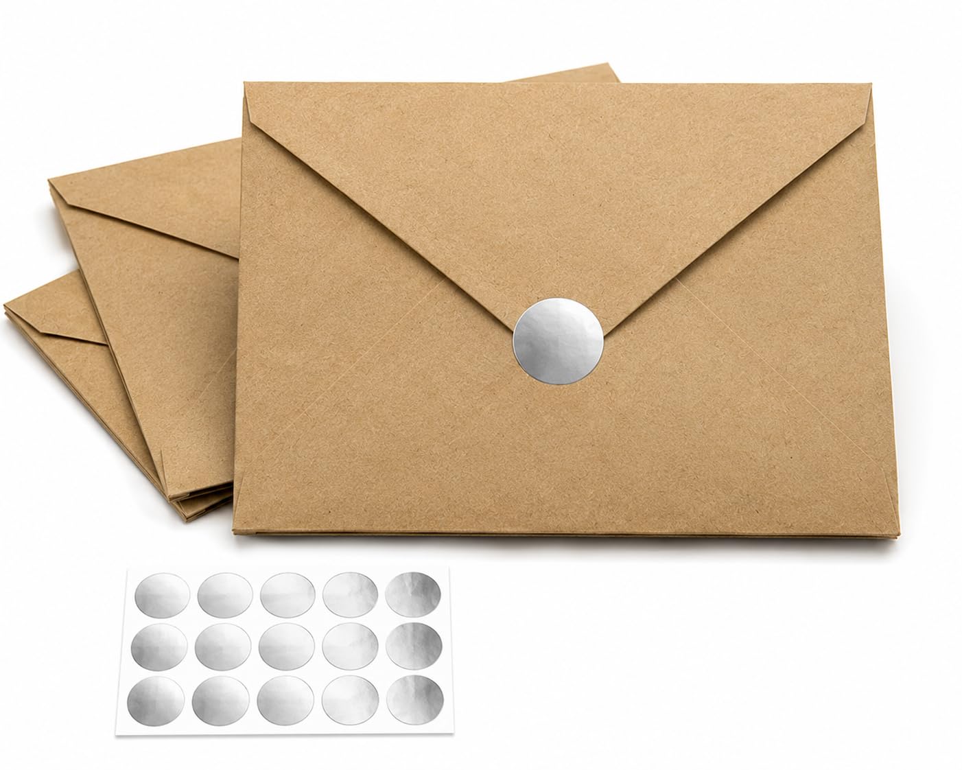 Accuprints Brown Envelopes Pack of 25 (5 x 7) inches | Unique design Texture Hand made Brown envelopes for wedding/party/office use/gift | Size 5 X 7 inches | Complimentary silver stickers for closur-image-25