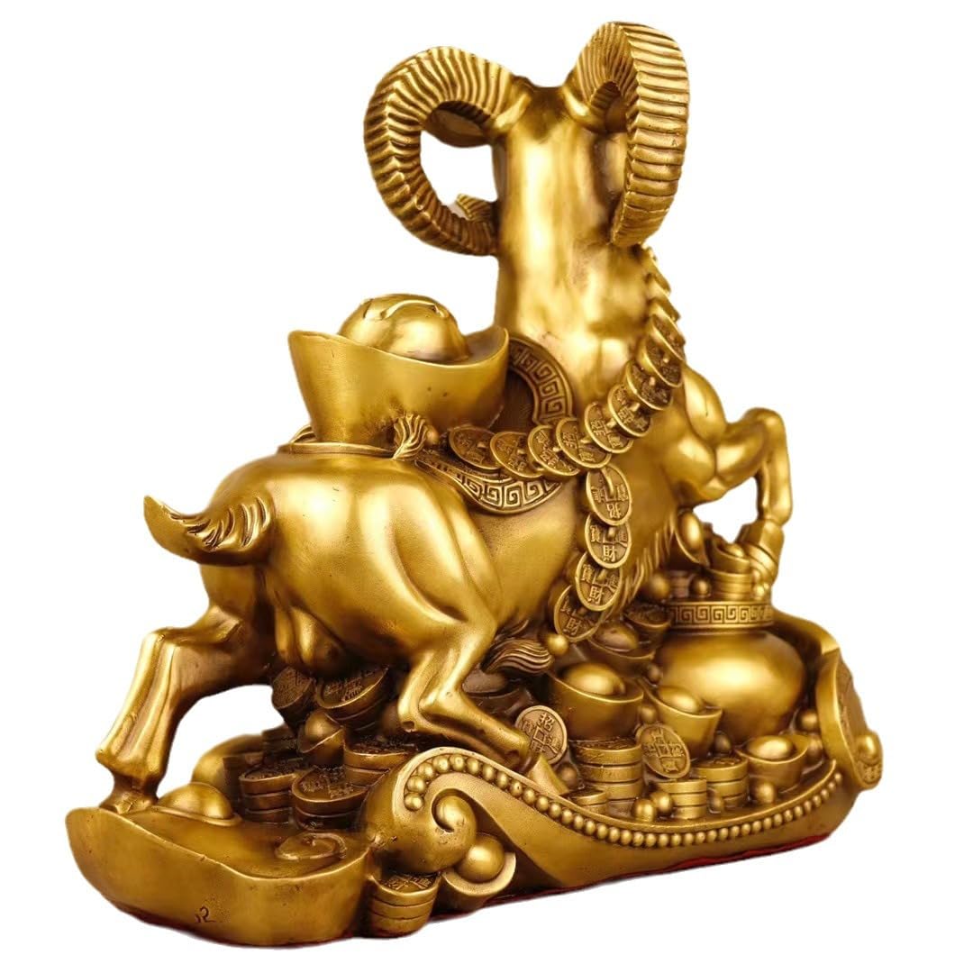Dytartzx Zodiac Sheep Cornucopia Money Sheep Brass Sheep Ornament Bellwether Desktop Household Desktop Living Room Decorative Statues