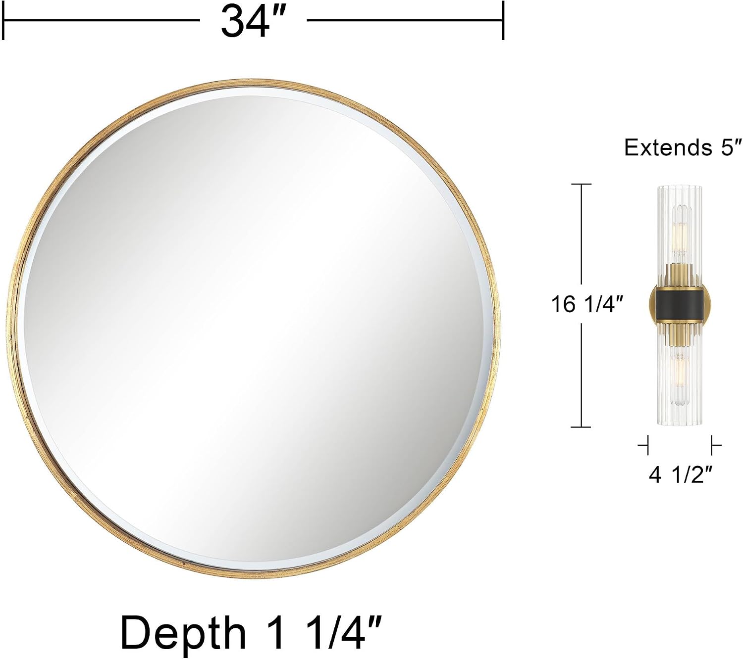 Possini Euro Design Bath Kit: Possini Euro Idyll Wall Sconces w/Uttermost Mayfair Wall Mirror
