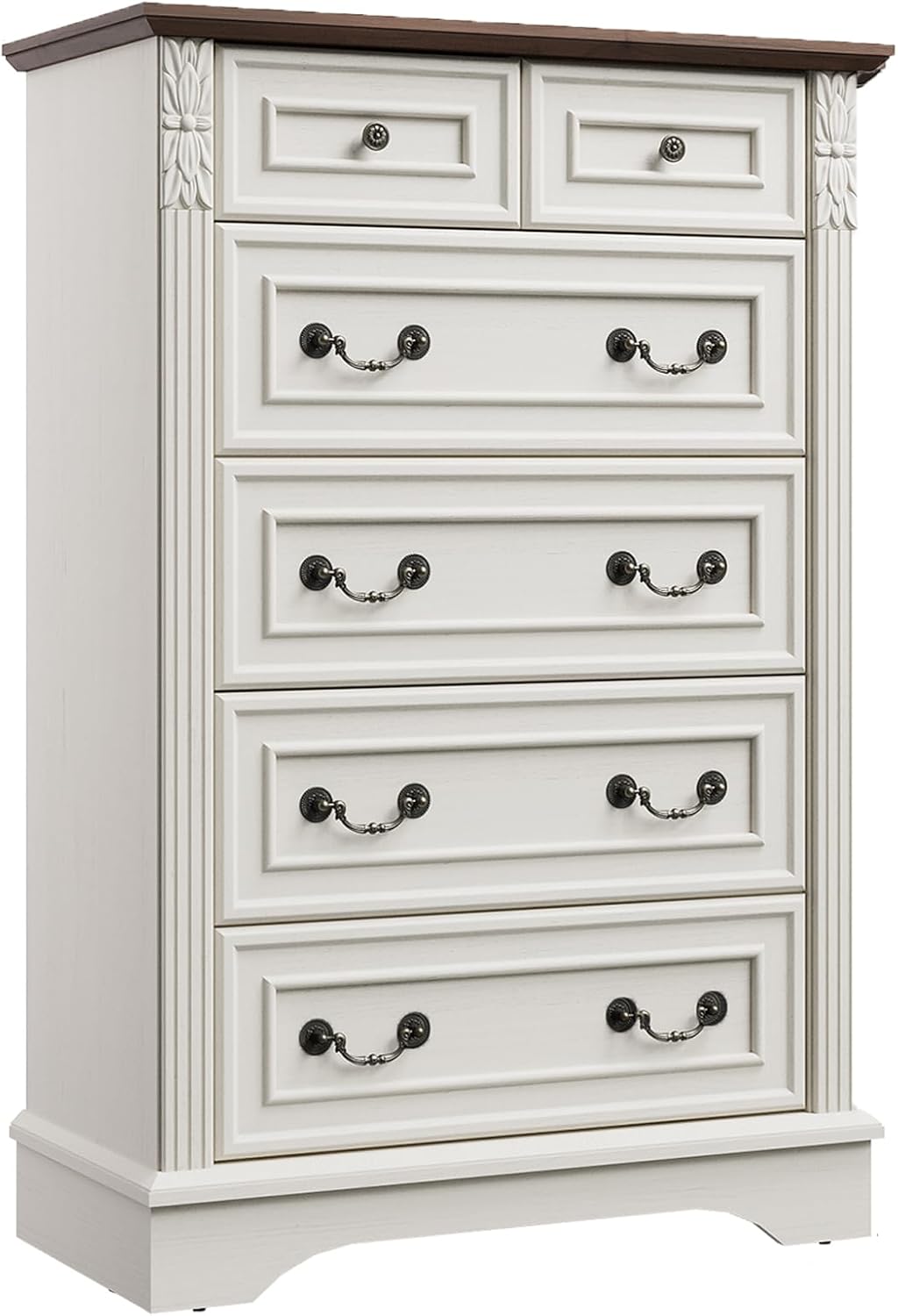 BLANKSPACE Farmhouse Dresser with 6 Drawers, Antique White Dresser for Bedroom, Hallway, Living Room, or Office Storage
