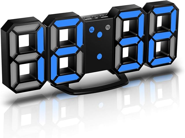 CENTOLLA 3D LED Digital Alarm Clock,Wall Clock, Digital Clock, Timorn 3D LED Alarm Clock with 3 Adjustable Brightness Levels Dimmable Nightlight Snooze Function for Home Kitchen Office
