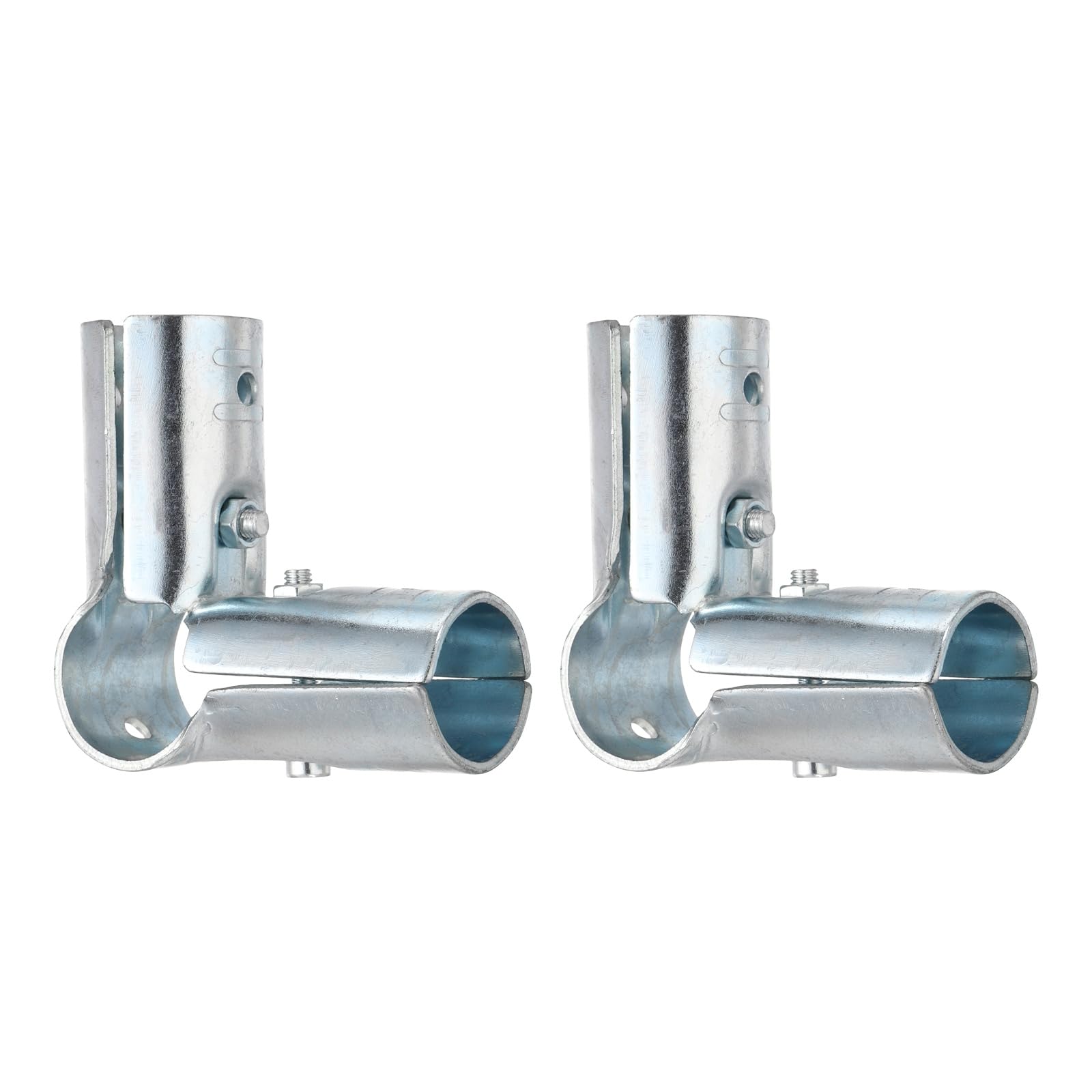 sourcing map 2Pcs End Rail Clamps Fit for 1-1/4" Conduit Carbon Steel 2.3mm Thick 90 Degree Chain Link Fence Fittings Galvanized Pipe 90 Degree Connectors with Bolts & Nuts for DIY Shelf Rack