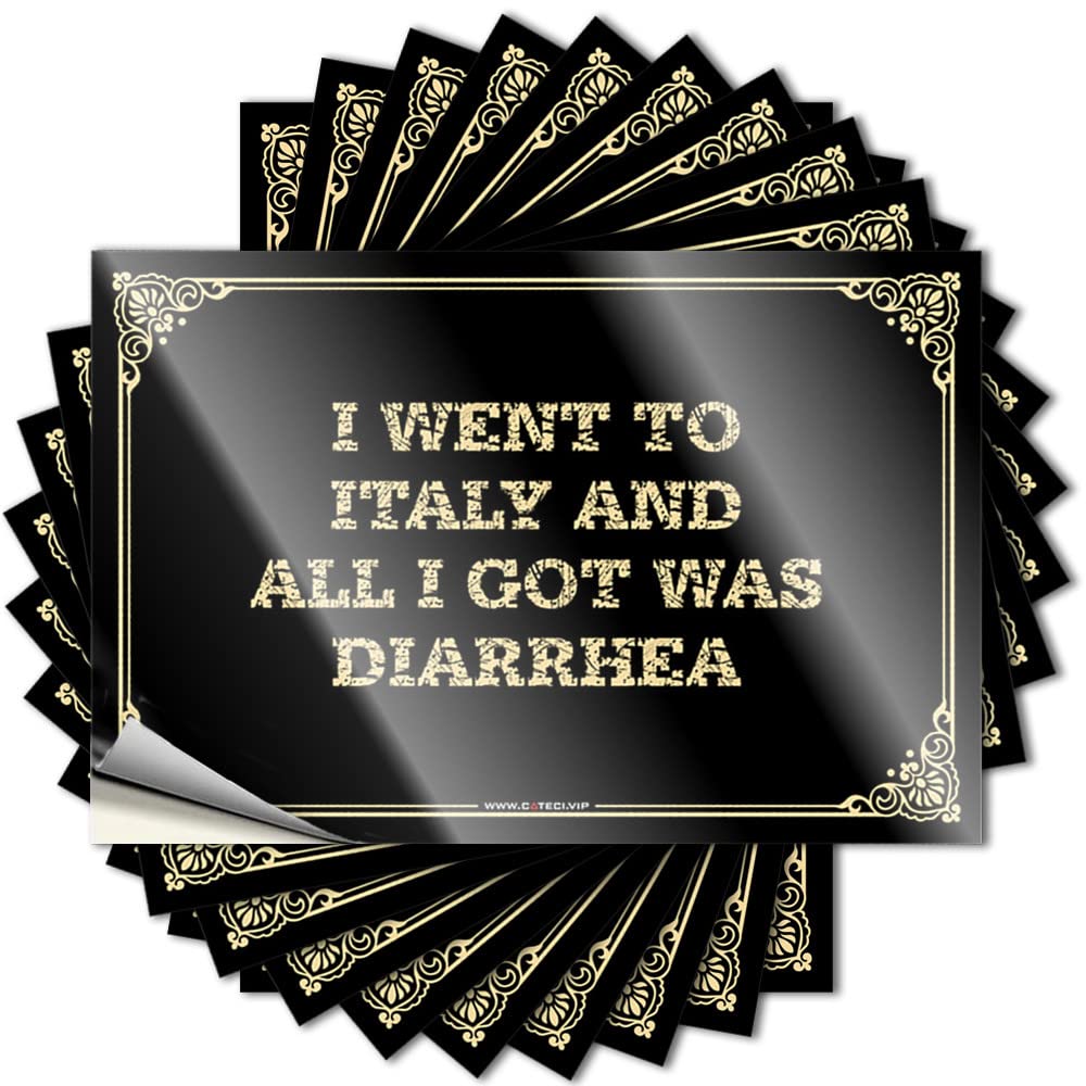 Fzfn Colour Grunge Water Decal | I Went To Italy And All I Got Was Diarrhea Cozy Durable Vinyl Sticker Easy Apply For Double(8X12cm)