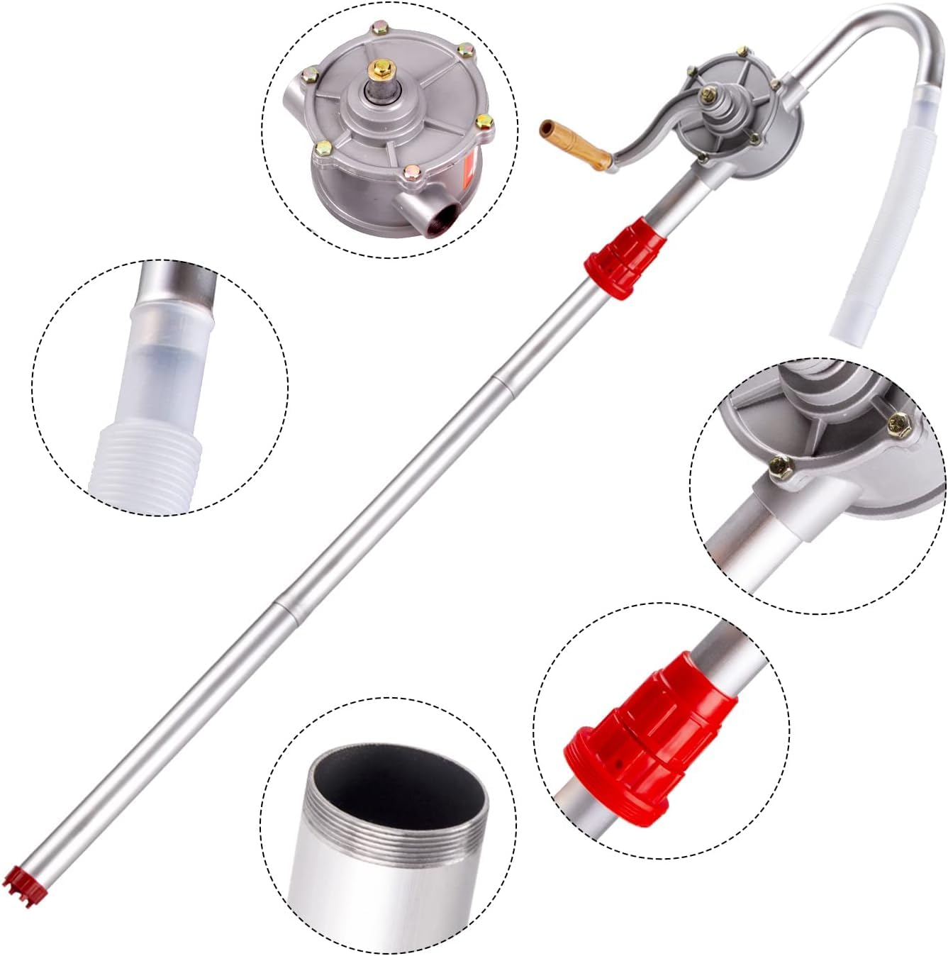 Bomba manual de mano, bomba de émbolo rotativo de diésel de aleación de aluminio, bomba de barril de aceite de 29 l/min, para bombear líquidos para gasolineras, gasolina, diésel y lubricante