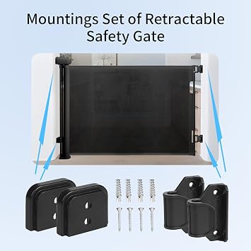 2 Pack Black Retractable Baby Gate Replacement Part with Anchors and Screws