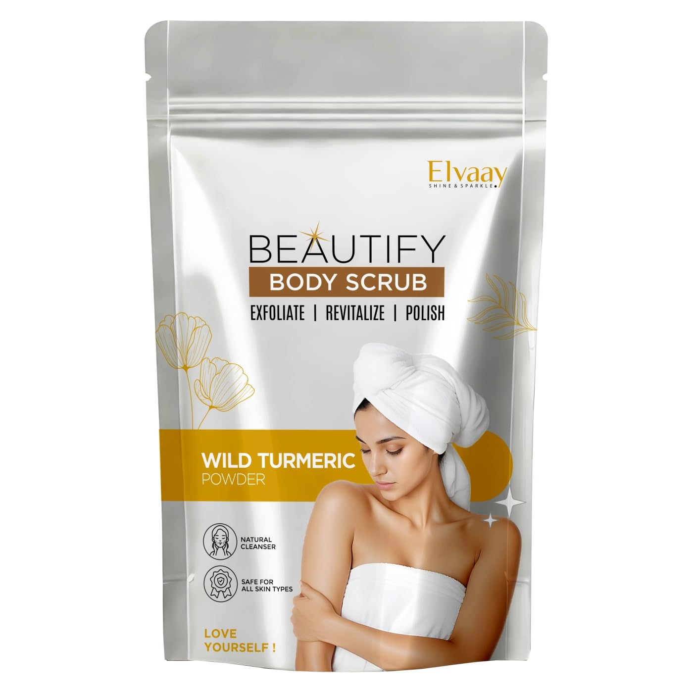 Elvaay Beautify Wild Turmeric (Haldi) Body Scrub – 100g, Body Polishing Pack for Bridal Glow, DIY-like Natural Body Scrub Powder-image-8