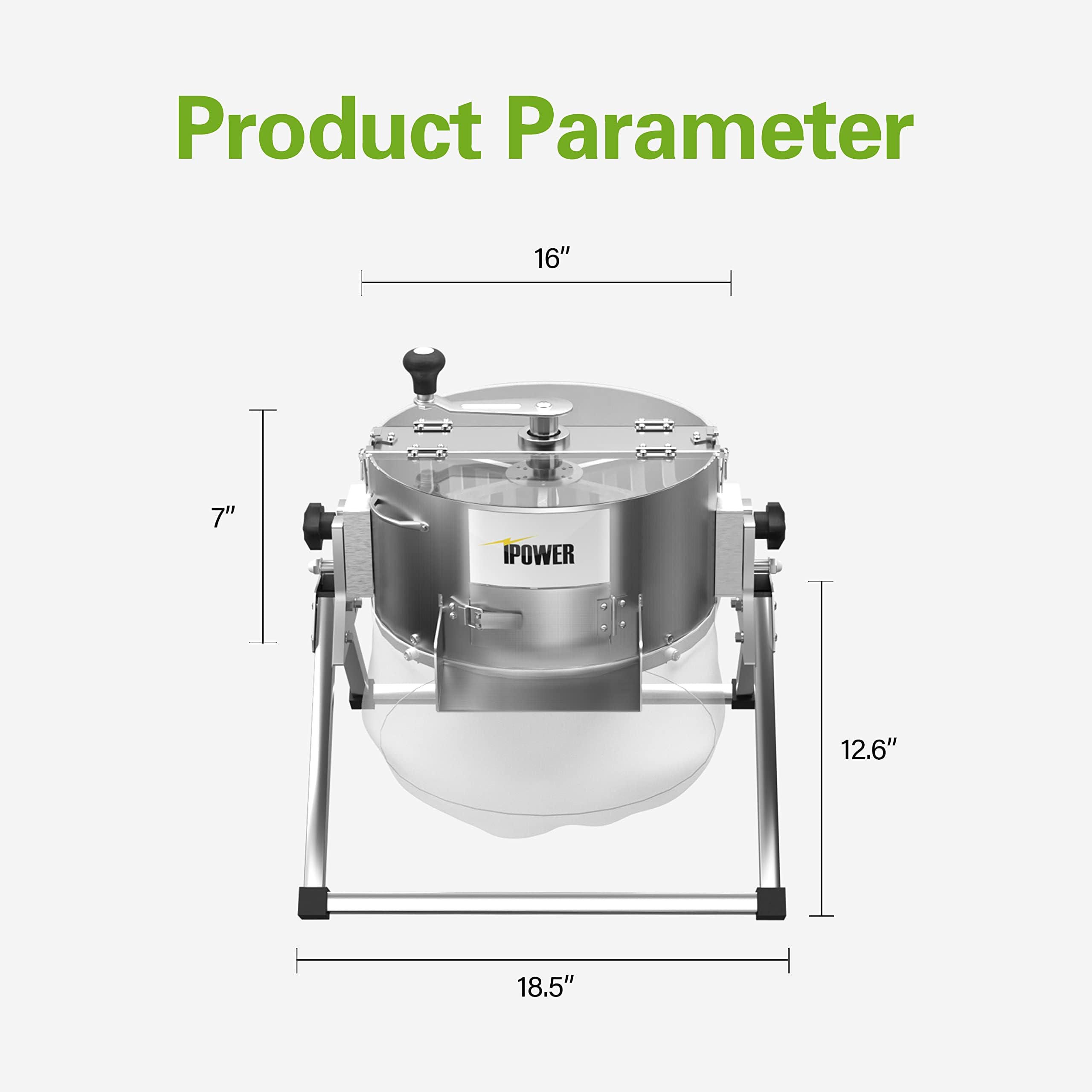iPower Laubschneidemaschine mit scharfer Edelstahlklinge, automatisches Schleudern, Trocken-, Nass-Reaper-Schüssel für Pflanzenknospen und Blumen, 40,6 cm, motorisiert, silberfarben