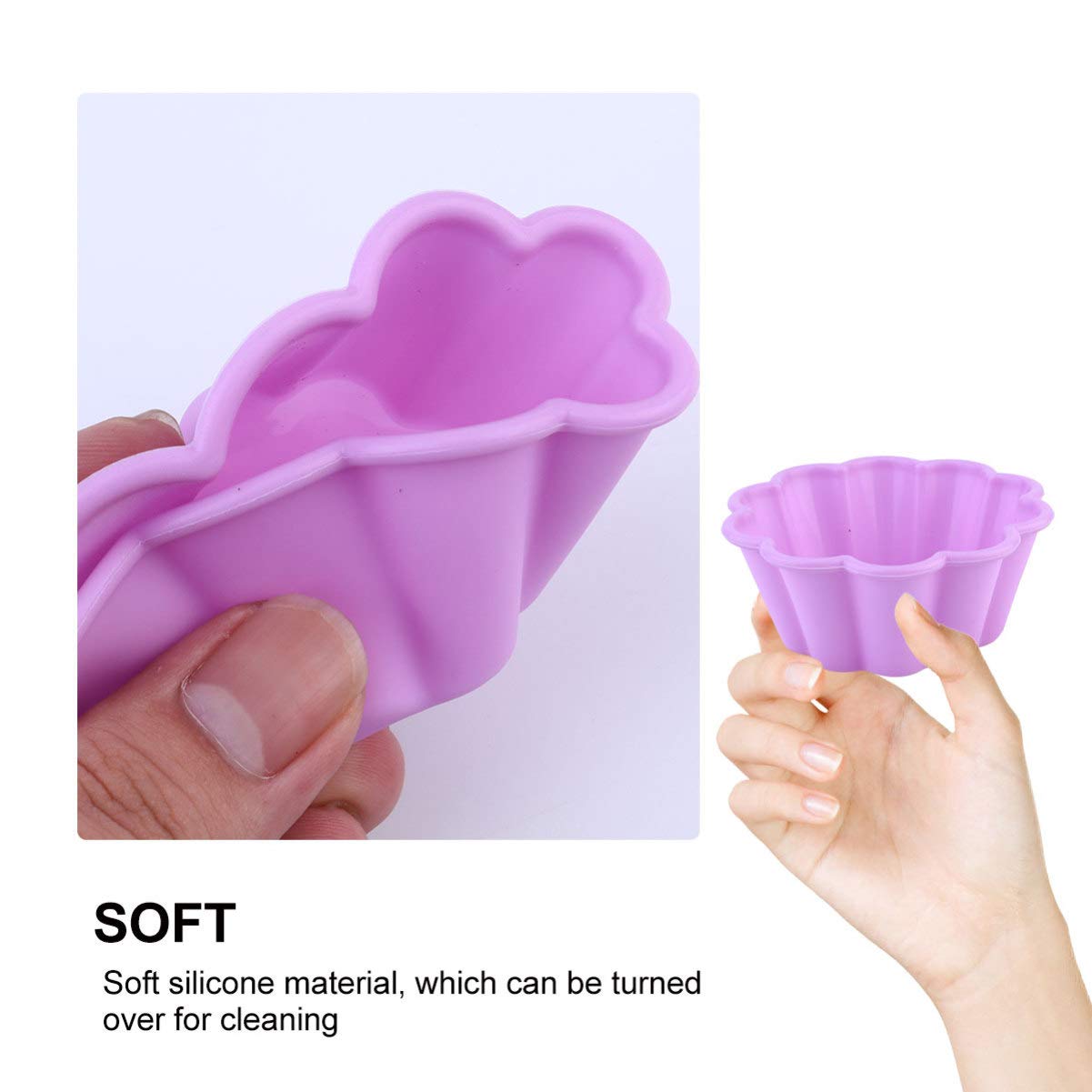 10 Pcs Silicone Cuisson Tasse Muffin Doublure Oeuf Tarte Moule Réutilisable Cupcake Moule Gâteau Fleur Oeuf Tarte Moule De Cuisson Fournitures De Couleurs Aléatoires Moules