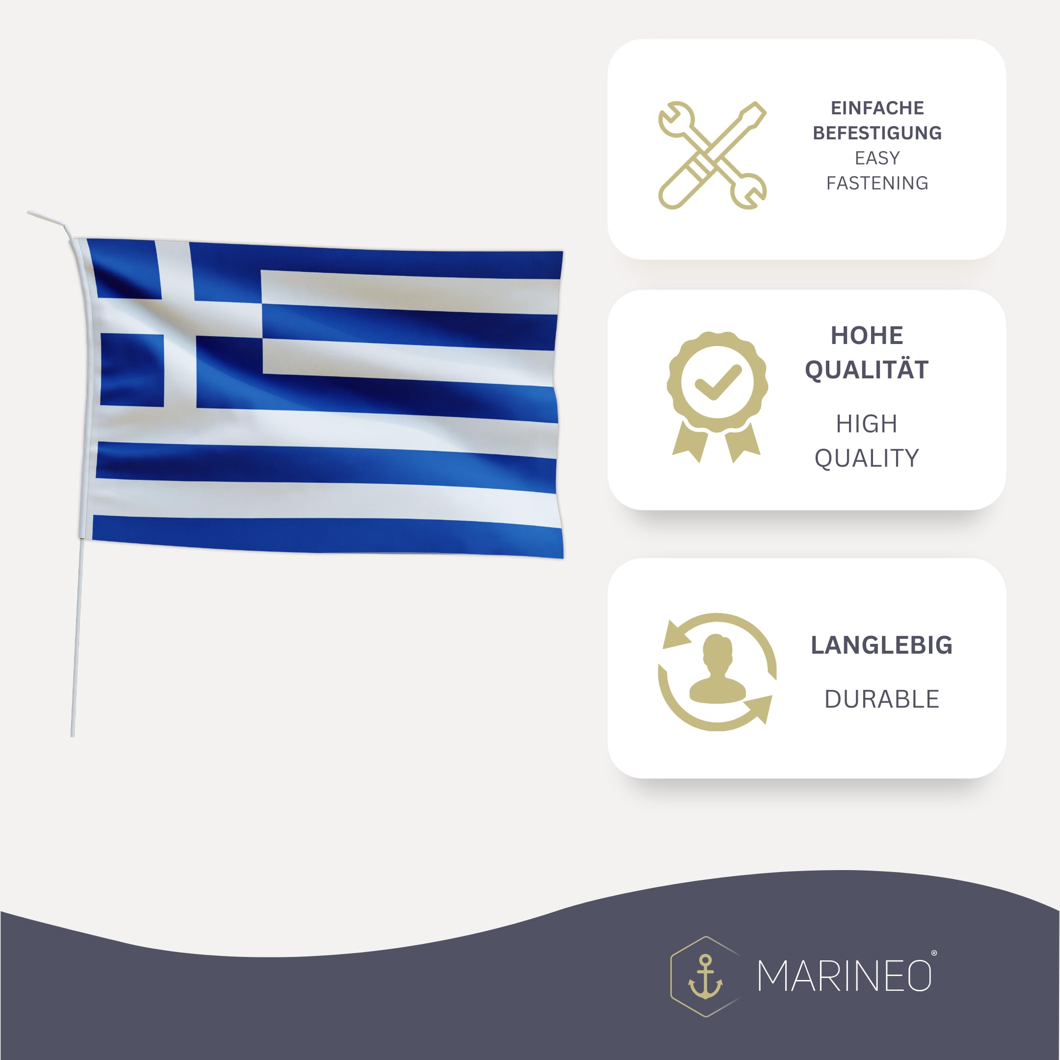 Marineo Guest Country Flag Boat Flag Guest Flag for Boat or Motorcycle - 20 x 30 cm, Greece - Image 2
