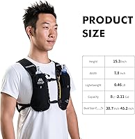 Vista 2 de AONIJIE Running Hydration Vest for Men & Women, 8L Hydration Backpack, Multiple Pocket Designs for Water Bottles/Bladders, Lightweight Breathable