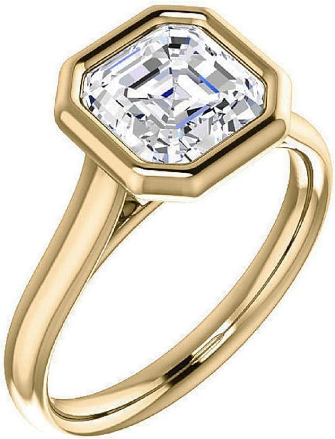 10K/14K/18K Solid Yellow Gold Handmade Engagement Rings 1CT-3CT Asscher Cut Moissanite Diamond Solitaire Wedding/Bridal Ring Amazing Rings for Wife