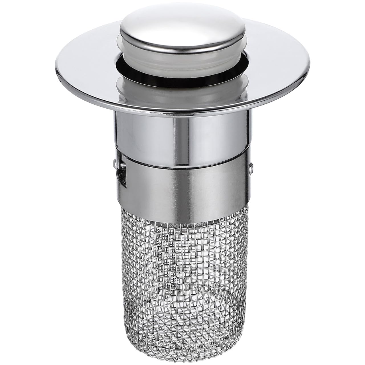 Tapón de Desagüe Estructura Simple para Lavabo Filtro Antiobstrucción, Diseño de Pulsador Rebote y Materiales Duraderos Abs y Acero Inoxidable, Adecuado para Hotel