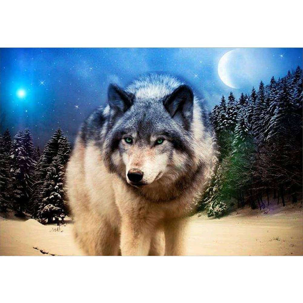 Mosaïque diamant loup grand format anti-stress pour activité manuelle