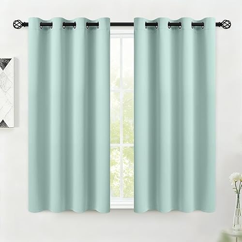 Miniatura 204 de COSVIYA Cortinas 100% opacas para dormitorio con forro negro, bloqueo de luz completa, aislamiento térmico y ojales, tratamiento de ventana de 54