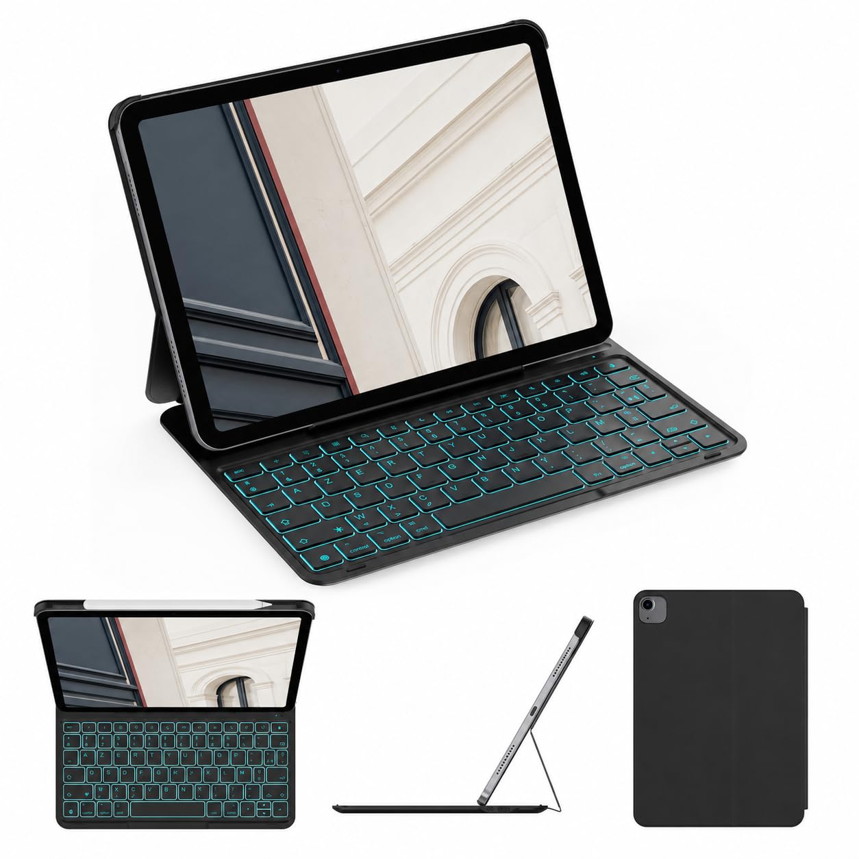CACOE Coque Clavier pour iPad Air 11" M4 2026/M3 2025/M2 2024, Noir | AZERTY Sans Fil Rétroéclairé Clavier pour Air 11 5ème 2022 / 4ème 2020/ iPad Pro 11" (4/3/2/1 Gen) Ultra-fin, de Raccourci