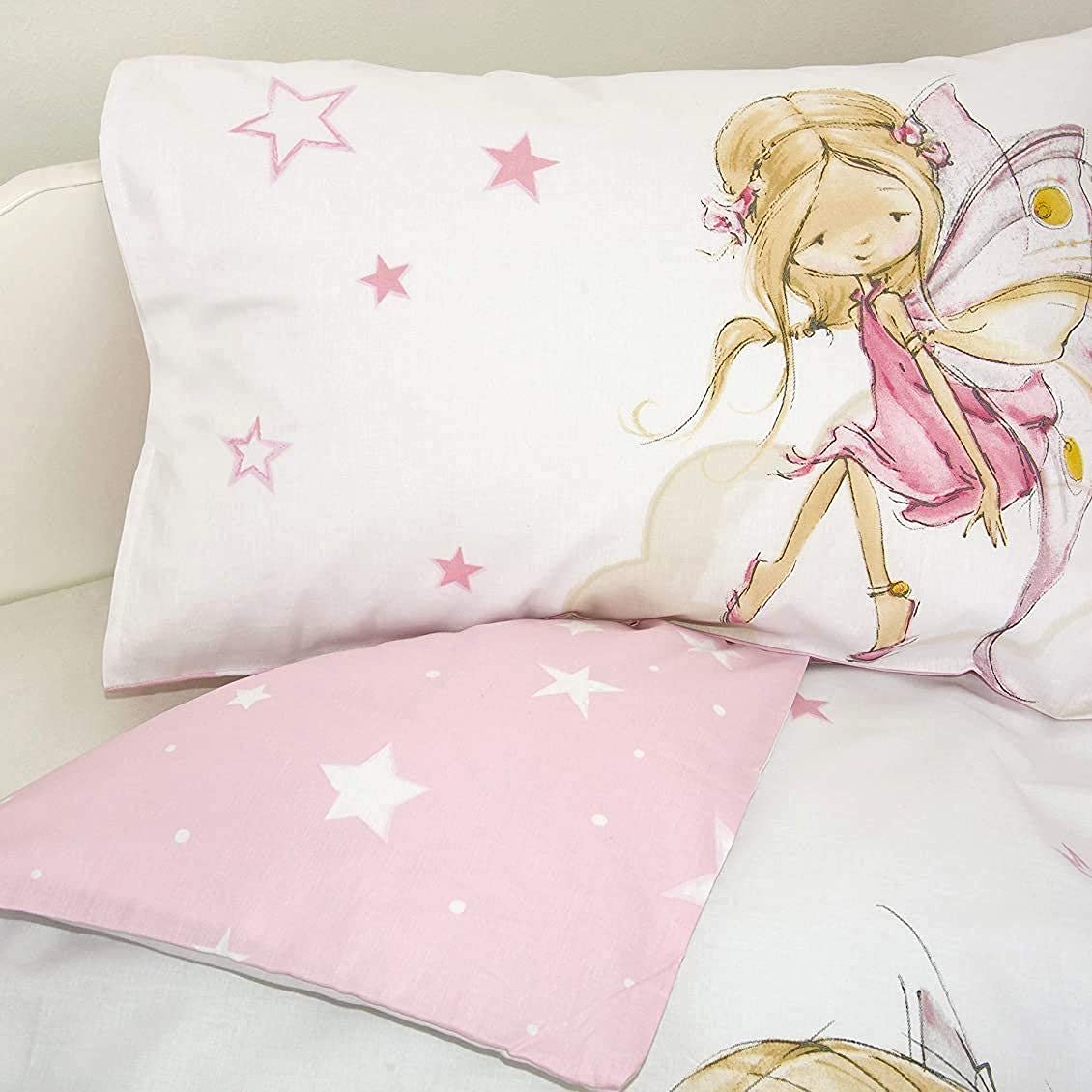 Wolimbo Baby Bettwäsche mit Namen 100x135 cm - Motiv Fee - für Kinder Junge und Mädchen Set