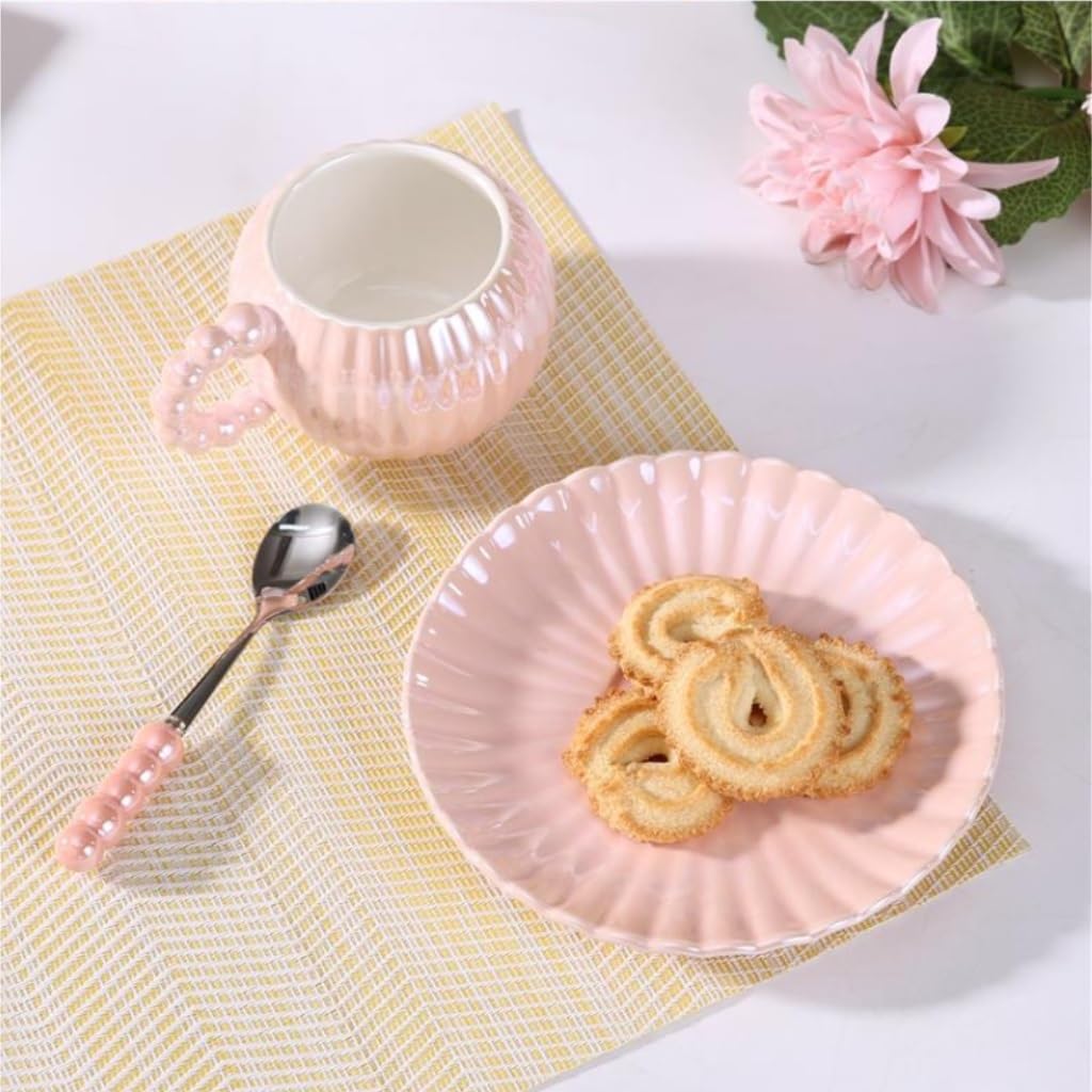 Kaffeetasse, Kaffeetasse, leichtes Luxus-Europa-Tasse- und Untertassen-Set, Keramik-Teetasse, Kaffee-Set, Tee-Set(C)